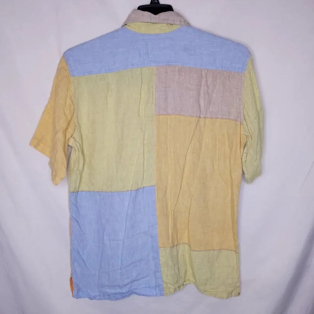 The Territory Ahead Linen Shirt Mens Large Multi Color Patchwork - Picture 5 of 10